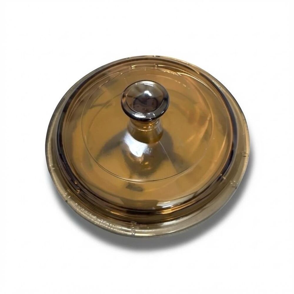Pyrex Corning Visions P81C Amber Brown Glass Replacement Lid Cover Top 6" Round